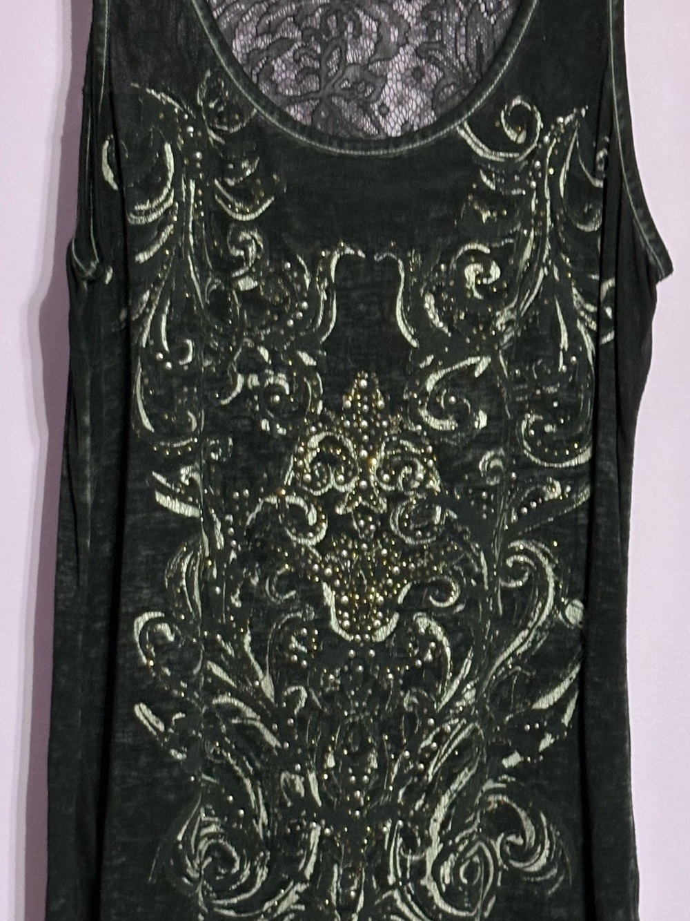 Maurices Black Tank with Metallic Scroll Motif and Stud Detail